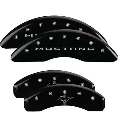 MGP 4 Caliper Covers Engraved Front 2015/Mustang Engraved Rear 2015/Bar & Pony Black fnsh silver ch 10204SMB2BK 10204SMB2BK Photo - Primary