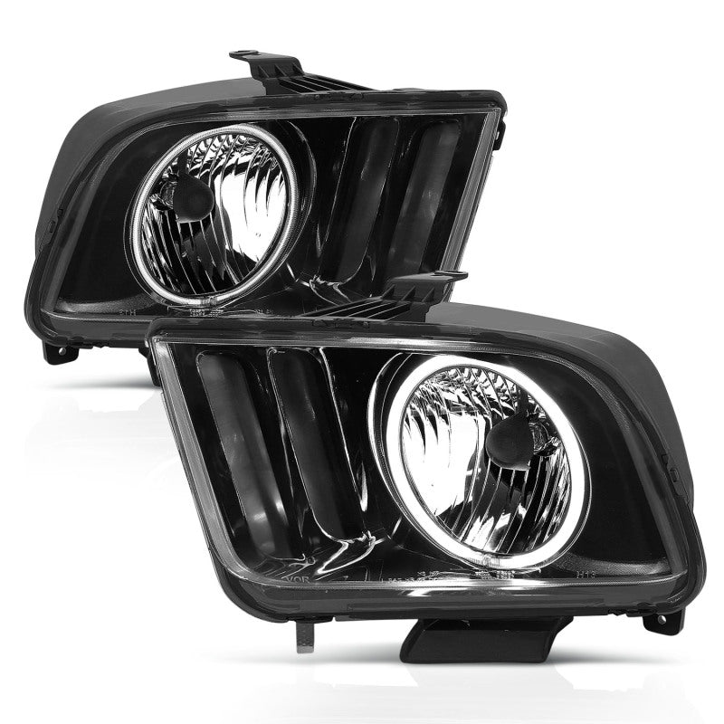 Anzo 2005-2009 Ford Mustang Crystal Headlights w/ Halo Black (CCFL) 121033 Photo - Primary