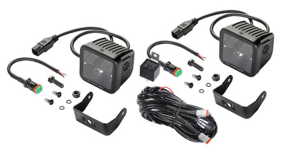 Hella Universal Black Magic 3.2in L.E.D. Cube Kit - Flood Beam (Long Range) 358176821 358176821 Photo - out of package