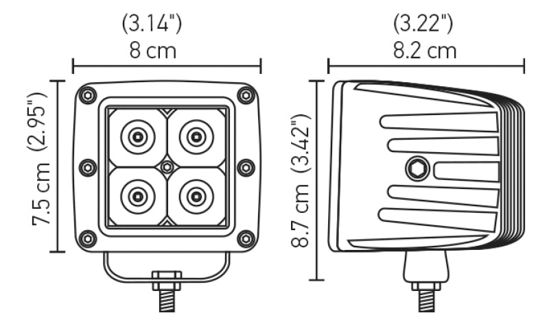 Hella HVF Cube 4 LED Off Road Kit 357204831 357204831 Technical Drawing