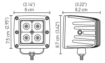 Hella HVF Cube 4 LED Off Road Kit 357204831 357204831 Technical Drawing