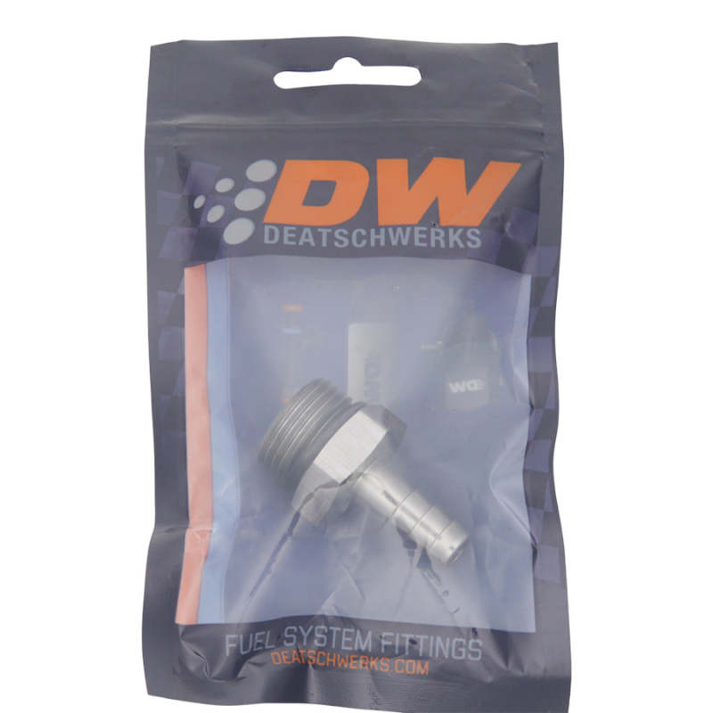 DeatschWerks 10AN ORB Male to 3/8in Male Triple Barb Fitting (Incl O-Ring) - Anodized DW Titanium 6-02-0517 6-02-0517 Photo - lifestyle view