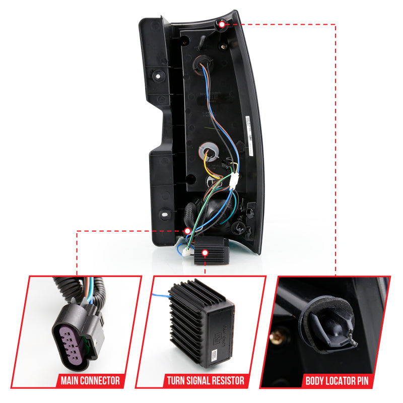 ANZO 2007-2014 Chevy Tahoe LED Taillight Plank Style Black w/Smoke Lens 311322 311322 Photo - Unmounted