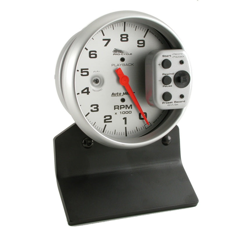 Autometer Pro-Cycle Gauge Tach 5in 9K Rpm Pedestal W/ Rpm Playback Silver Pro-Cycle 19264 19264 User 1
