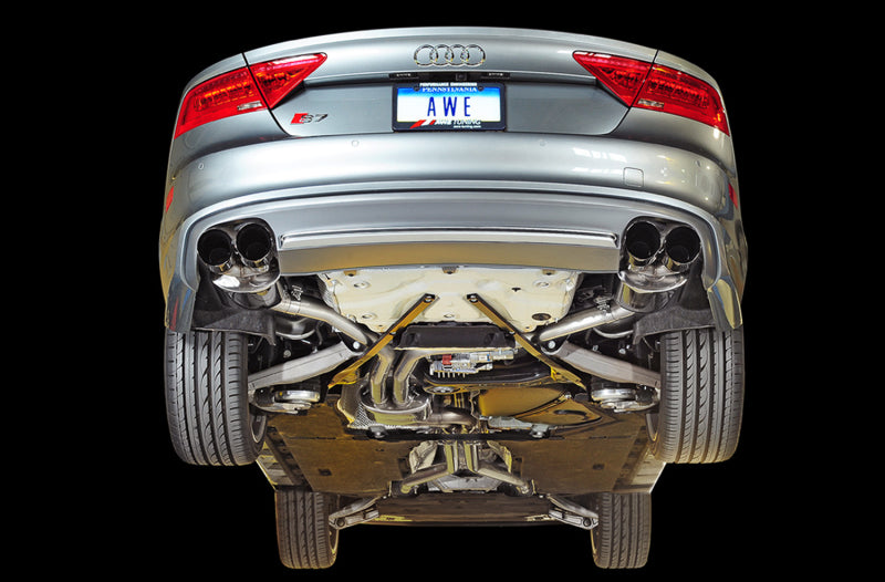 AWE Tuning Audi C7 / C7.5 S7 4.0T Touring Edition Exhaust - Diamond Black Tips 3015-43014 3015-43014 Photo - Mounted