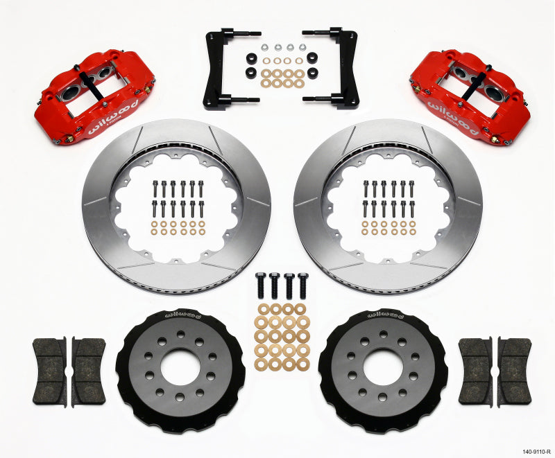Wilwood Narrow Superlite 6R Front Hat Kit 14.00in Red 2005-2014 Mustang 140-9110-R 140-9110-R Photo - Primary