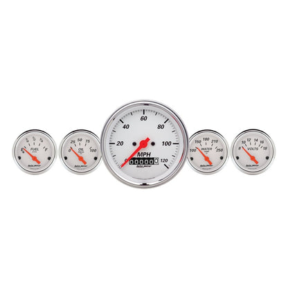 Autometer Arctic White 3-3/8in Electric Speedometer with Wheel Odometer/ 2-1/16in Oil Pressure 1340 1340 Photo - Primary