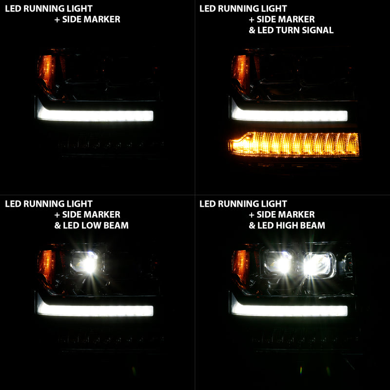 ANZO 16-18 Chevrolet Silverado 1500 LED Projector Headlights w/Plank Style Switchback Chrome w/Amber 111421 111421 User 6