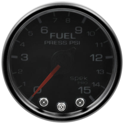Autometer Spek-Pro Gauge Fuel Press 2 1/16in 15psi Stepper Motor W/Peak & Warn Blk/Smoke/Blk P31552 P31552 User 1