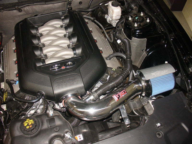 Injen Power-Flow Wrinkle Blk Short Ram Air Intake 11 Ford Mustang GT V8 5.0L PF9023WB Photo - Mounted