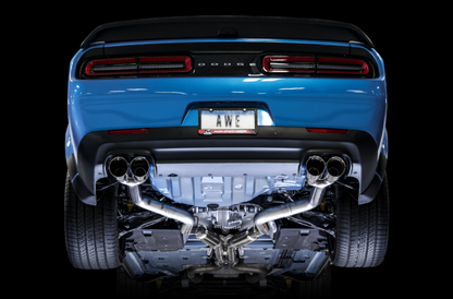 AWE Tuning 2015+ Dodge Challenger 5.7L Track Edition Exhaust - Chrome Silver Quad Tips 3015-42144 3015-42144 Photo - Mounted
