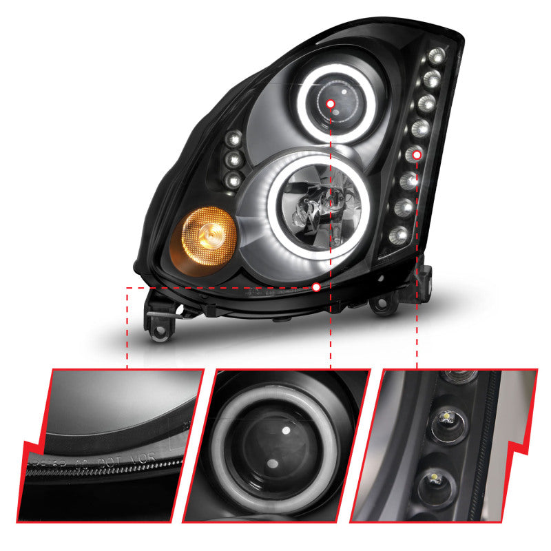 Anzo 2003-2007 Infiniti G35 Projector Headlights w/ Halo Black (CCFL) (HID 121363 User 4