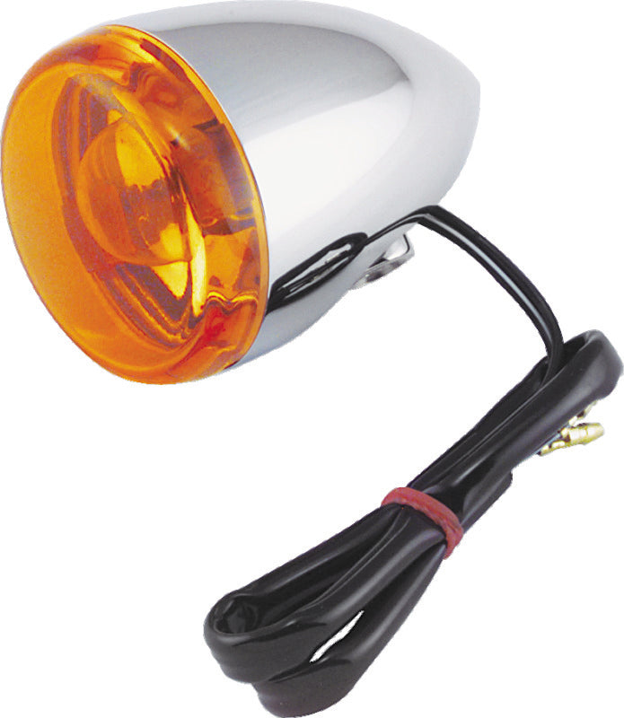Bikers Choice Chrome Bullet Rear Turn Signal Single Filament Amber Replaces 67104-83 68977-00 495536 495536 Photo - Primary