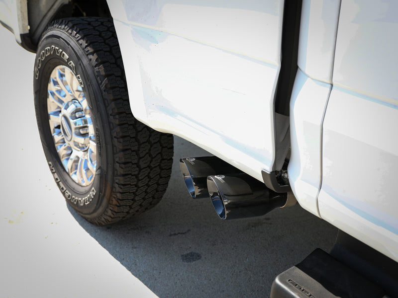 aFe Rebel Series 3in 409 SS Cat-Back Exhaust w/ Black Tips 17-20 Ford F-250/F350 V8 6.2L/7.3L 49-43117-b 49-43117-b Photo - Mounted