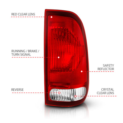 ANZO 1997-2003 Ford F-150 Taillight Red/Clear Lens (OE Replacement) 311307 311307 Photo - Unmounted