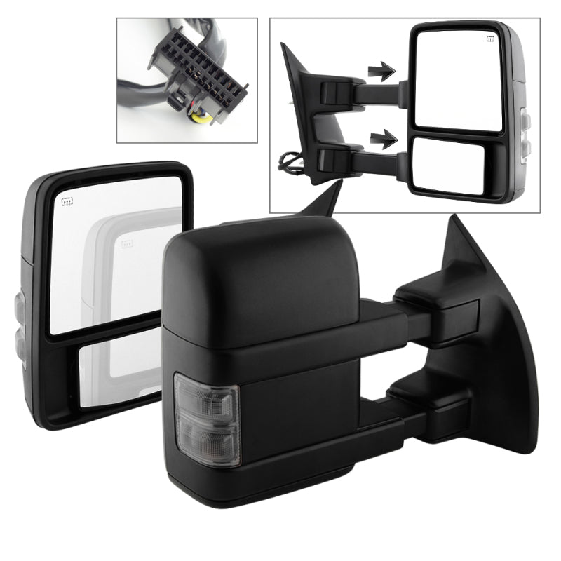 SPYDER xTune Ford SuperDuty 08-15 Extendable Heated Mirrors w/ LED Signal Smoke MIR-FDSD08S-PW-SM-SET 9935831 9935831 Photo - Primary