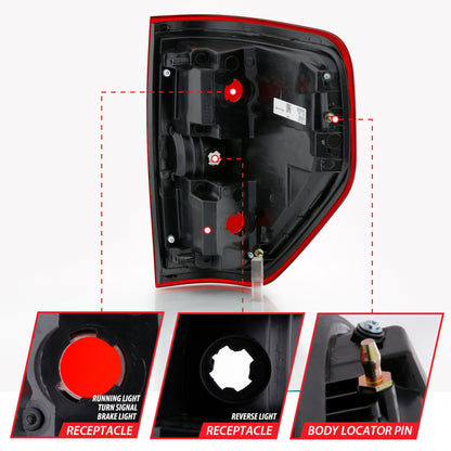 ANZO 2009-2014 Ford F-150 Euro Taillight Red/Clear (W/O Bulb) 311299 311299 Photo - Unmounted