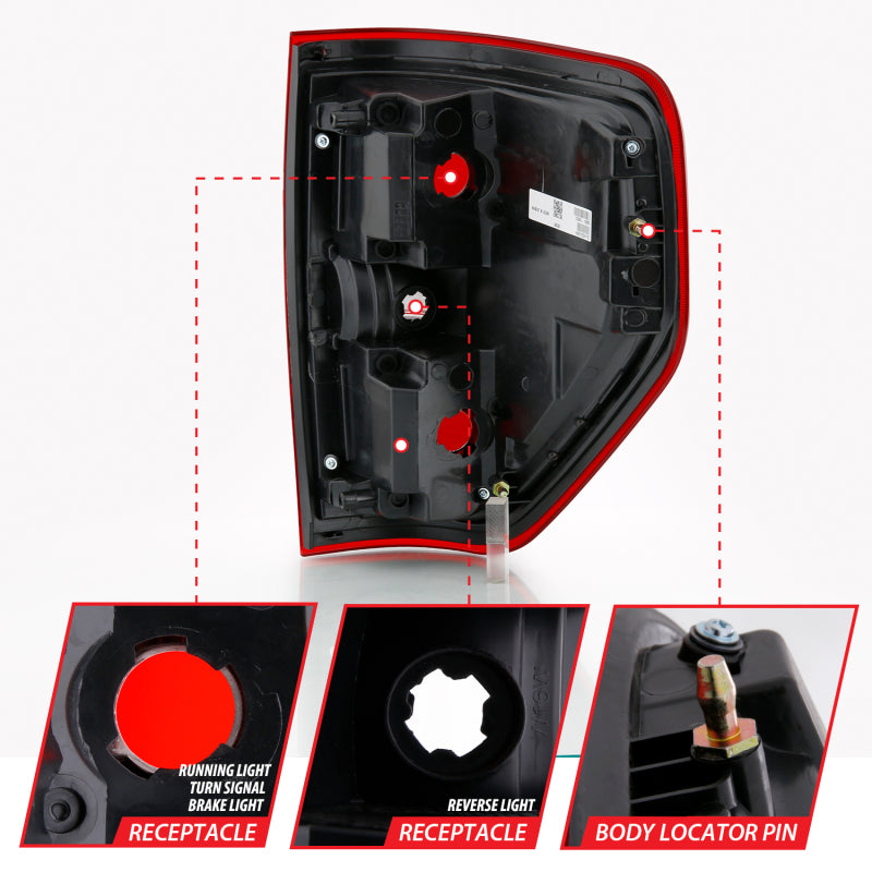 ANZO 2009-2014 Ford F-150 Euro Taillight Red/Clear (W/O Bulb) 311299 311299 Photo - Unmounted