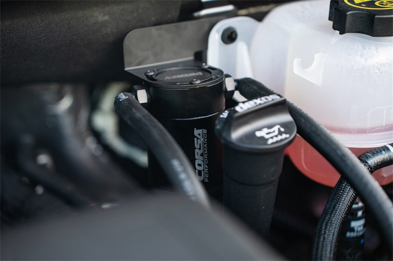 CORSA Performance Corsa 19-22 Silverado/Sierra & 21-22 Tahoe/Suburban/Yukon/Denali Aluminum Oil Catch Can w/ Bracket CC0011 CC0011 Photo - Mounted
