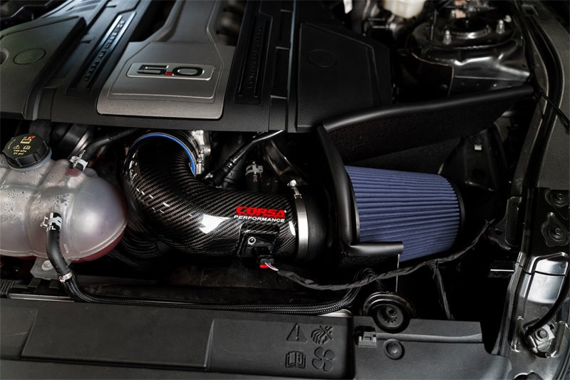 CORSA Performance Corsa 2018+ Ford Mustang GT 5.0L V8 MaxFlow 5 Oiled Open Element Carbon Fiber Air Intake - Black 44006 44006 Photo - Mounted
