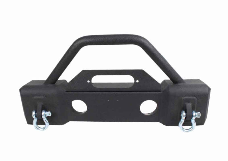 Fishbone Offroad 07-18 Jeep Wrangler JK Stubby Bumper W/Tube Guard - Black Texured Powdercoated FB22001 FB22001 Photo - Primary