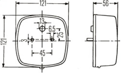 Hella 2578 Stop / Turn / Tail / License Plate Lamp 002578701 002578701 Technical Drawing