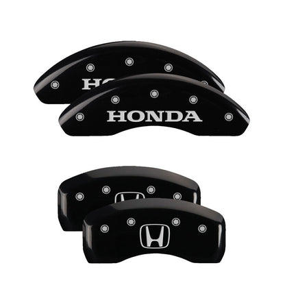 MGP 4 Caliper Covers Engraved Front Honda Engraved Rear H Logo Black finish silver ch 20103SHOHBK 20103SHOHBK Photo - Primary