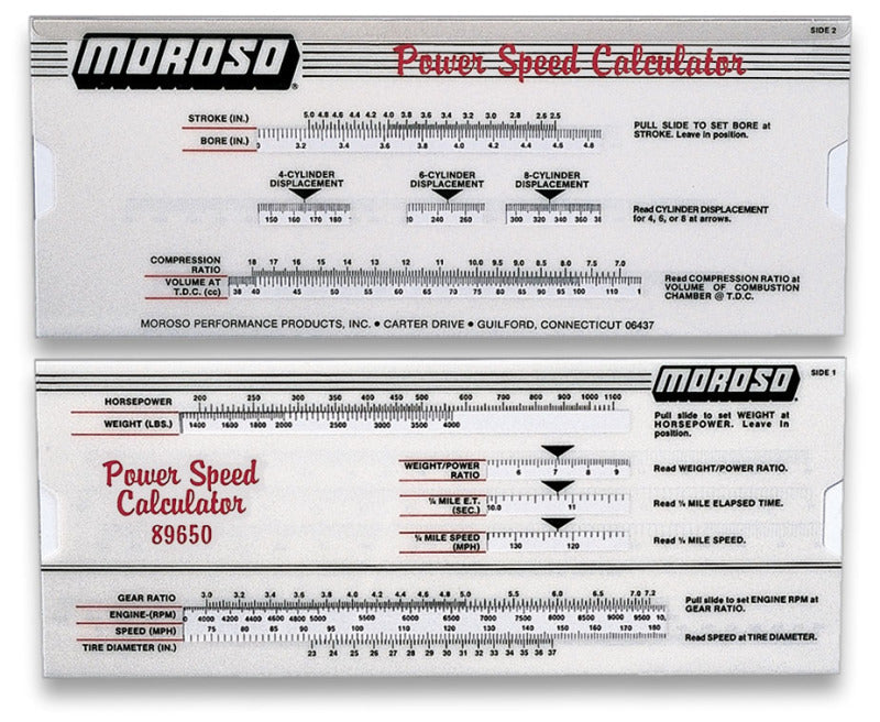 Moroso Speciality Tools Power-Speed Calculator, Universal 89650 Photo - Primary