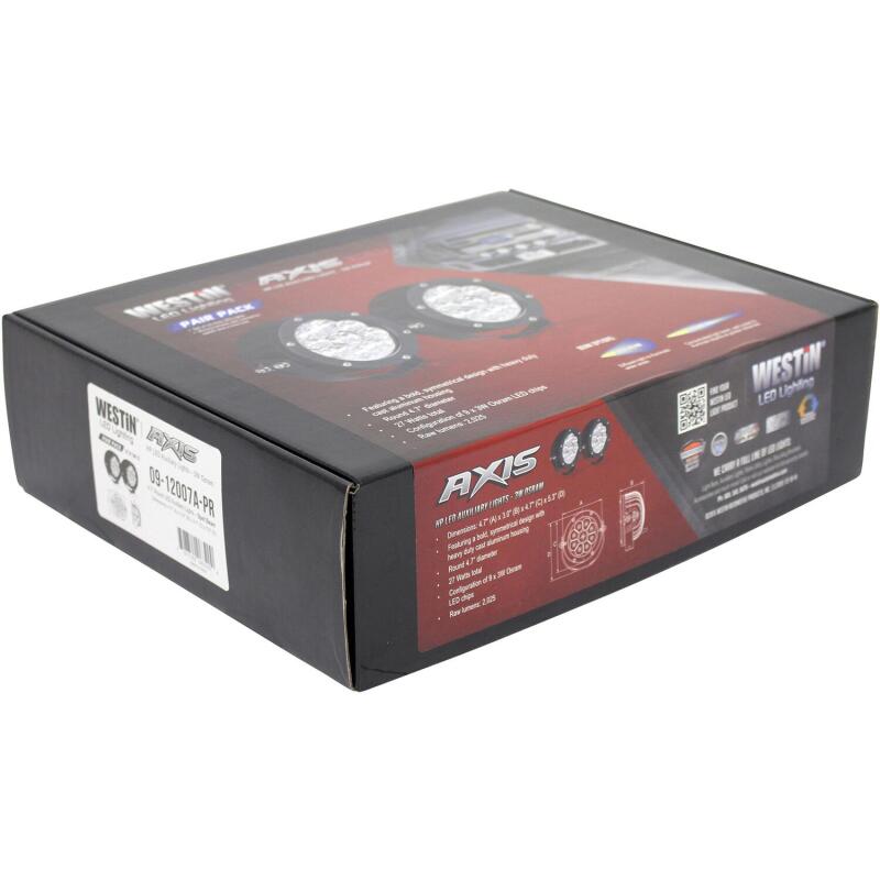 Westin Axis LED Auxiliary Light 4.75 inch Round Spot w/3W Osram (Set of 2) - Black 09-12007A-PR 09-12007A-PR Photo - in package