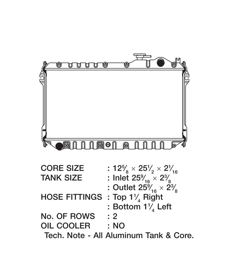 CSF 89-97 Mazda Miata 047L9 2862 Technical Drawing