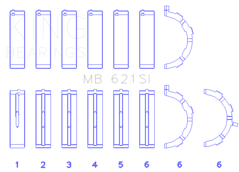 King Engine Bearings Ford 415 (Size +0.75mm) Main Bearing Set MB621SI0.75 MB621SI0.75 Photo - Primary