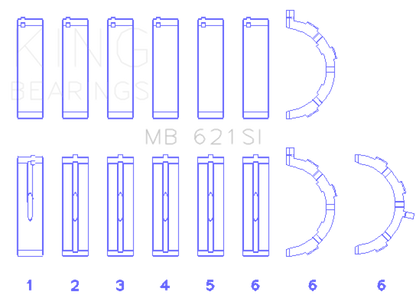 King Engine Bearings Ford 415 (Size +0.75mm) Main Bearing Set MB621SI0.75 MB621SI0.75 Photo - Primary