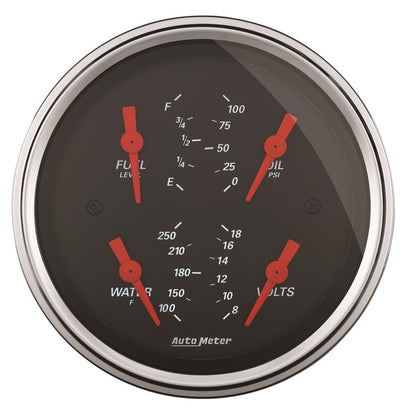 Autometer 3-3/8" Quad Gauge, 100 Psi/100-250 °F/8-18V/0-90 ?, Designer Black 1414 Photo - Primary