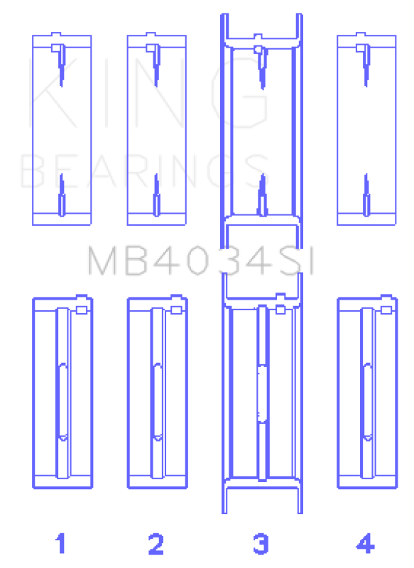 King Engine Bearings Ford 232 (Size +1.0mm) Main Bearing Set MB4034SI1.0 MB4034SI1.0 Photo - Primary