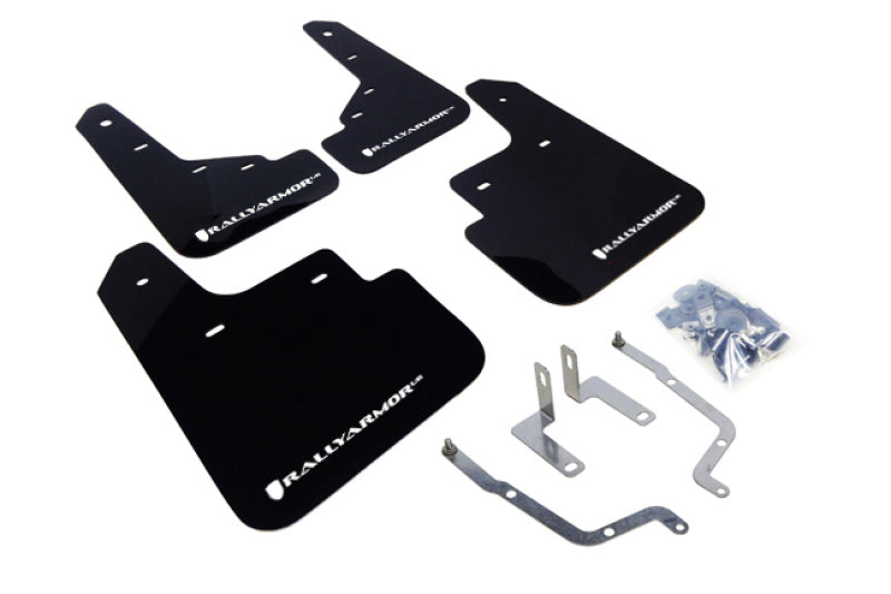 Rally Armor 2014+ Mazda3/Mazdaspeed3 UR Black Mud Flap w/ White Logo MF31-UR-BLK/WH Photo - Primary