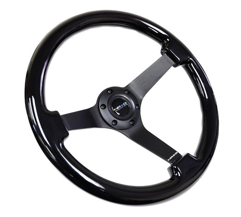 NRG Reinforced Classic Black Wood Grain Wheel (3" Deep, 4mm spoke),350mm,3 RST-036BK-BK User 1