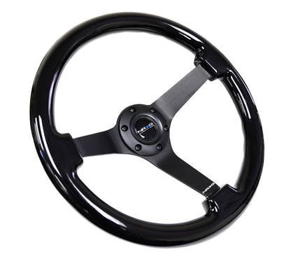 NRG Reinforced Classic Black Wood Grain Wheel (3" Deep, 4mm spoke),350mm,3 RST-036BK-BK User 1