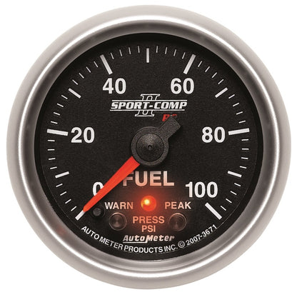 Autometer 2-1/16" Fuel Pressure, 0-100 Psi, Stepper Motor, Sport-Comp II 3671 Photo - Primary