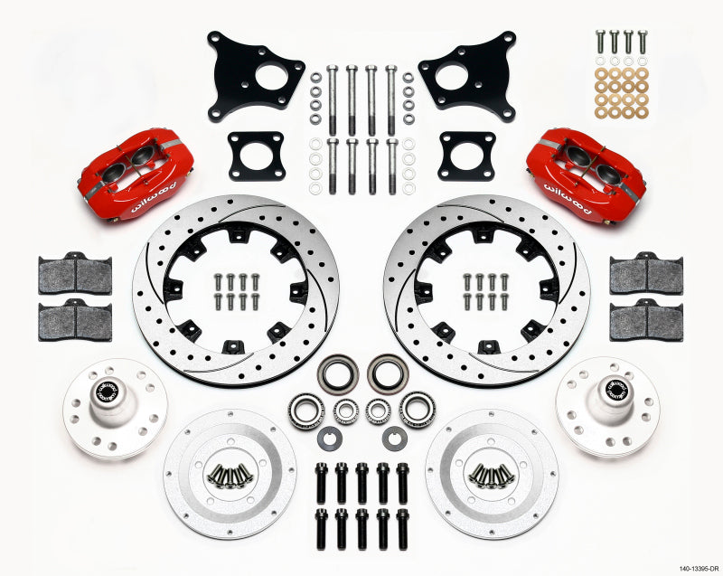 Wilwood Forged Dynalite Front Kit 12.19in Drilled Red AMC 71-76 OE Disc w/o Bendix Brakes 140-13395-DR 140-13395-DR Photo - Primary