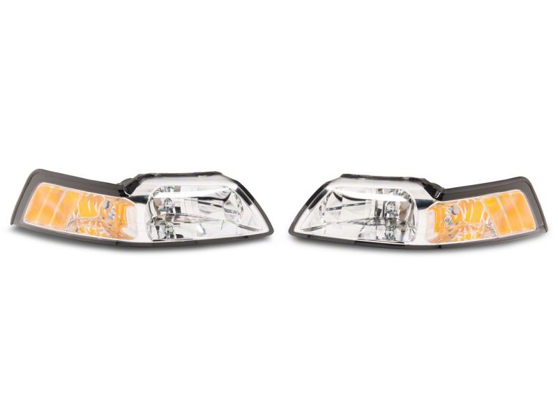 Raxiom 99-04 Ford Mustang Axial Series OEM Style Replacement Headlights- Chrome Housing (Clear Lens) 413421