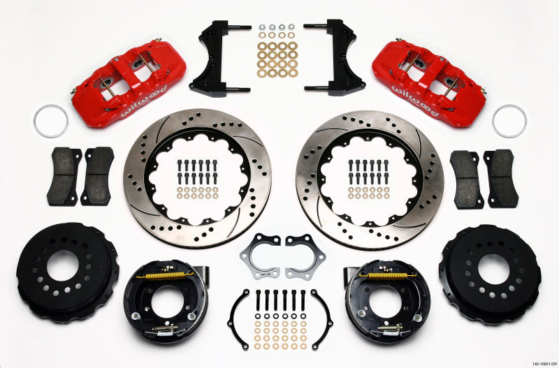Wilwood W4A Rear P-Brk Kit,14.00",Drill,Red Mopar/Dana 2.36" Off,w/Snap 140-10951-DR Photo - Primary