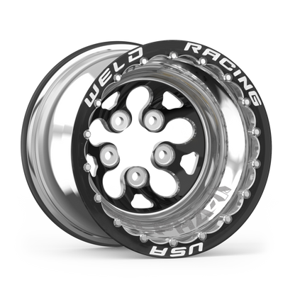 Weld Alpha-1 15x14 / 5x4.5 BP / 3in. BS Black Wheel - Black Double Beadlock MT 83B-514206MB 83B-514206MB Photo - Unmounted