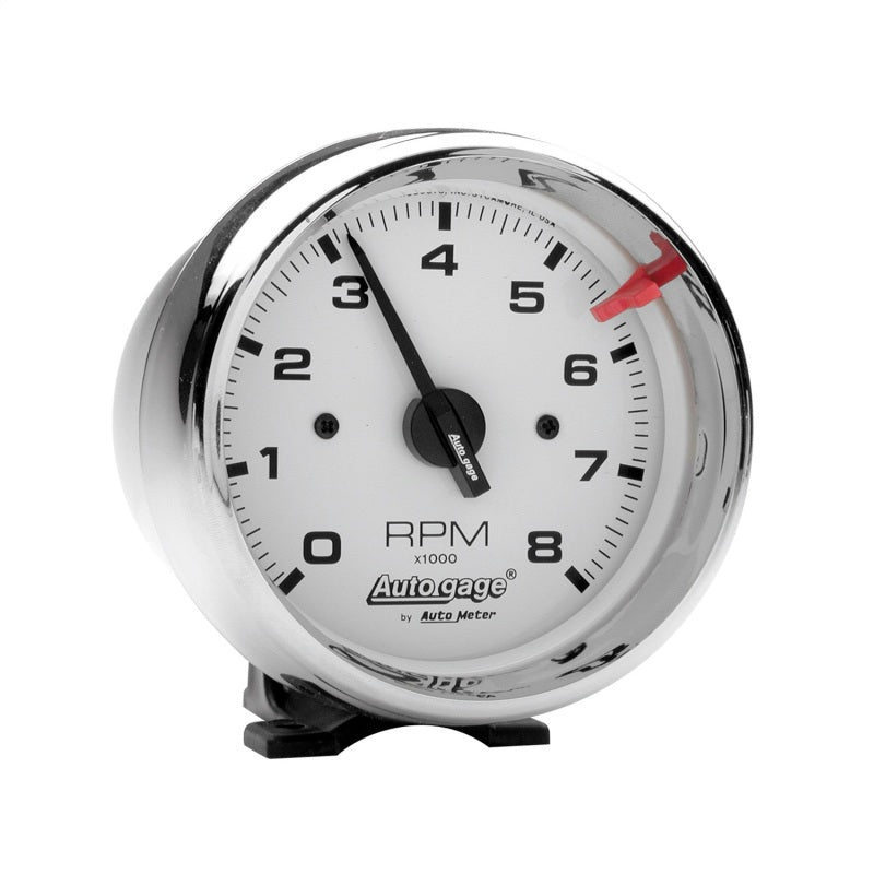 Autometer Gauge, Tach, 3 3/4", 8K Rpm, Pedestal, Wht Dial Chrome Case, Autogage 2304 Photo - Primary