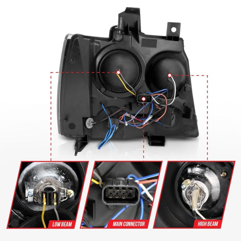 Anzo 2007-2013 Chevrolet Avalanche Projector Headlights w/ Halo Chrome 111108 Photo - Unmounted