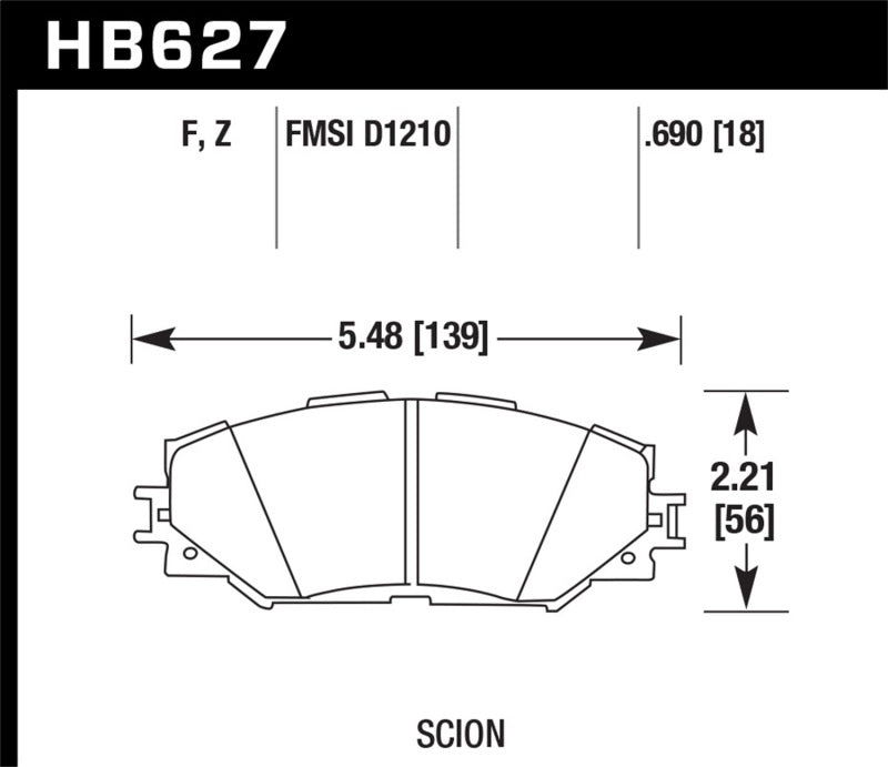 Hawk 06-16 Toyota RAV4 HPS 5.0 Front Brake Pads HB627B.690 HB627B.690 Photo - Primary