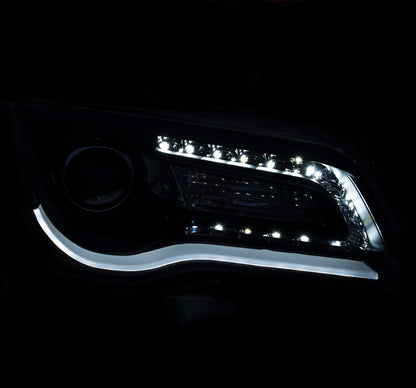 Anzo 2011-2014 Chrysler 300 Projector Headlights w/Plank Style Design Black 121495 Photo - Mounted