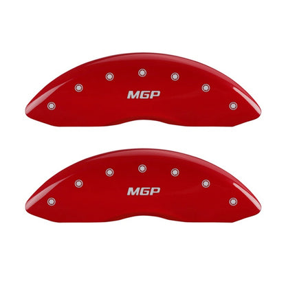 MGP Front set 2 Caliper Covers Engraved Front MGP Red finish silver ch 16222FMGPRD 16222FMGPRD Photo - Primary