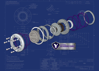Yukon Gear & Axle Yukon Gear Hardcore Locking Hub Set For GM 8.5in Front & Dana 44 / 19 Spline YHC70007 YHC70007 Technical Drawing