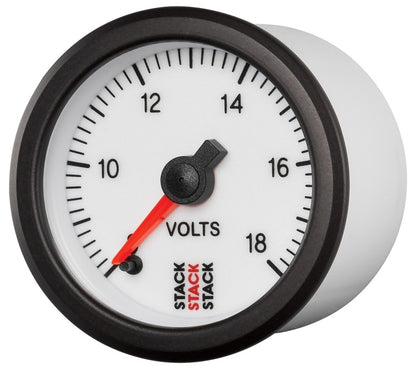 Autometer Stack 52mm 8-18V Pro Stepper Motor Battery Voltage Gauge - White ST3366 ST3366 User 2