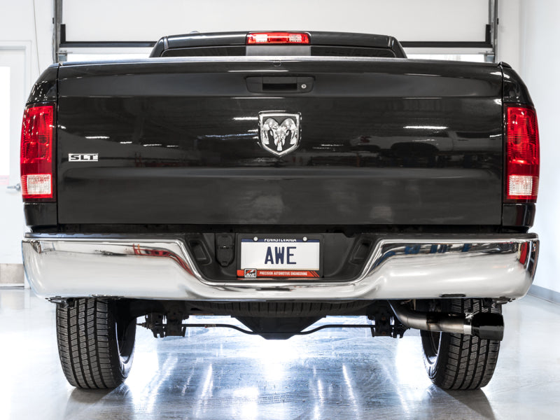 AWE Tuning 09-18 RAM 1500 5.7L (w/o Cutout) 0FG Single Side Exit Cat-Back Exhaust - Diamond Blk Tips 3015-33309 3015-33309 Photo - Mounted